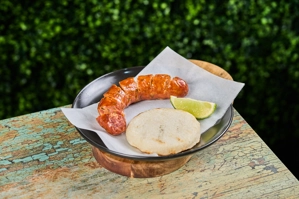 CHORIZO OR BLOOD SAUSAGE WITH SMALL AREPA