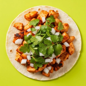 Chicken taco with diced onion and fresh cilantro in Dallas.