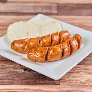 Chorizo con arepa