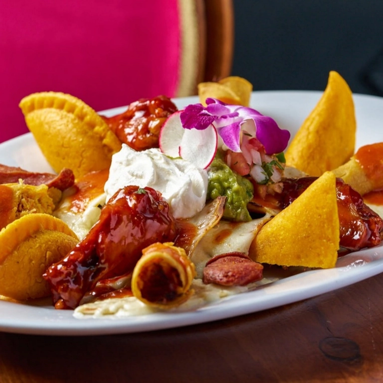 La Familia dish with empanadas, guacamole, and sour cream at Margaritas Cafe in Wantagh.