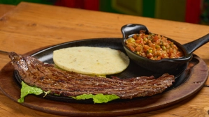 Grilled Steak w/ Corn Cake & Hogao