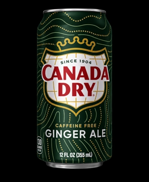 Ginger Ale 12oz can with Canada Dry logo, green and gold design in Jackson Heights.
