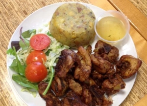 Mofongo with Fried Chicken at El Pilon Restaurant, Wilmington DE