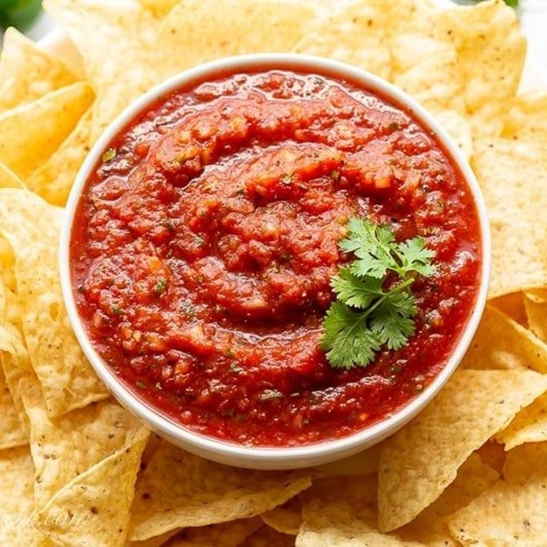 Chips with red salsa