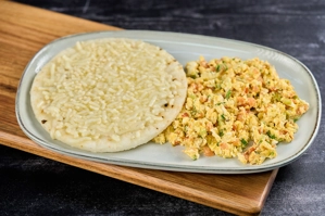 EGGS YOUR WAY WITH AREPA & CHEESE