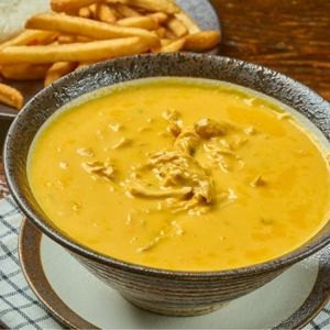Crema De Pollo: Arroz Y Papas Fritas Gde