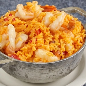 Yellow Rice mixed with Shrimp (Arroz Con Camarones)