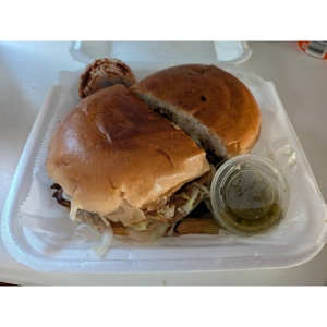 Mexican torta with lettuce and salsa in Roanoke.