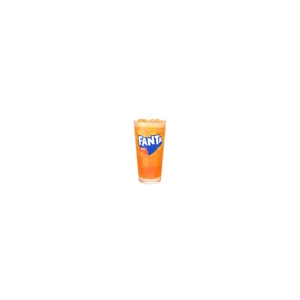 Fanta in a glass with ice cubes, a refreshing orange beverage, served in Roanoke.