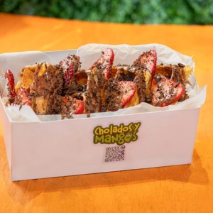 Wafflebono with strawberries, Oreo crumbs, and Nutella in Jackson Heights.
