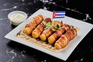 Fried Cassava Wrapped in Bacon