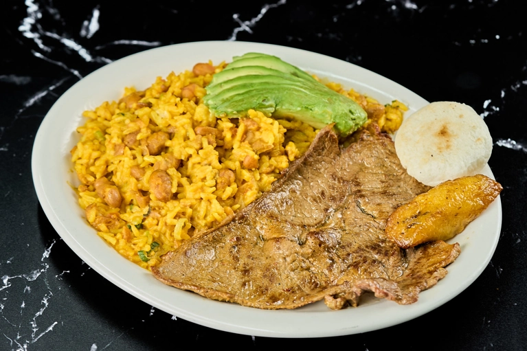 TRADITIONAL COLOMBIAN BREAKFAST W/ GRILLED BEEF