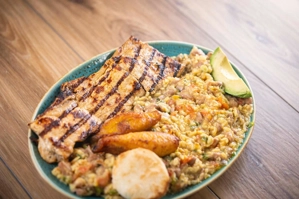 TYPICAL COLOMBIAN BREAKFAST W/PORK LOIN