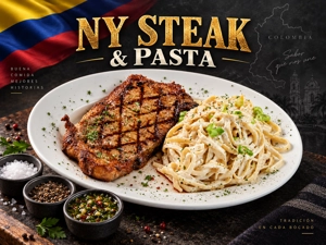 NEW YORK STEAK CON PASTA