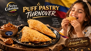 Pañuelo de hojaldre colombiano con arequipe y hojaldre crujiente en un plato.