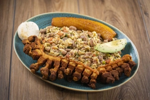 TYPICAL COLOMBIAN BREAKFAST W/PORK CRACKLING