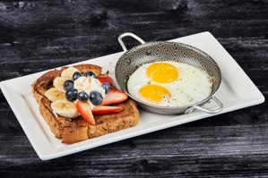 FRENCH TOAST WITH EGGS IN A SKILLET