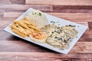 Beef tongue in mushroom sauce