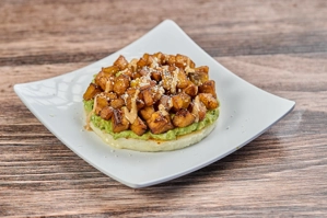 Guacamole & Sweet Plantain Corn Cake